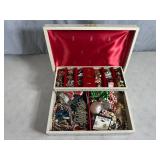 Vintage Jewelry Box Filled with Assorted Jewelry