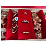 Vintage Jewelry Box Filled with Assorted Jewelry