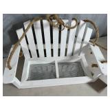 New Rustic Farmhouse Bench Swing Platform Bird Feeder