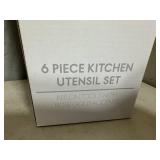 New 6 pc Rose Gold Cooking Utensil Set with Caddy