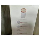 New 6 pc Rose Gold Cooking Utensil Set with Caddy