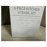 New 6 pc Rose Gold Cooking Utensil Set with Caddy