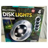 New 4 Pack of Solar Garden Disk Lights