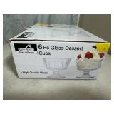 New 6 pc Glass Dessert Cup Set