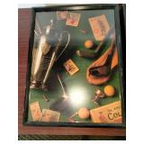 These are Golf I and Golf II wall art prints by artist Michael Harrison, featuring vintage golf clubs and memorabilia.