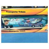 Hot Wheels Racing Richard Petty Transporter Tribute die-cast trucks.