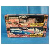 Racing Champions NASCAR Collectors Series transporter and die-cast stock car sets.