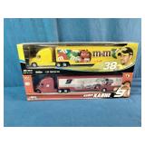 Winners Circle 1:64 scale NASCAR die-cast trailer rigs featuring the #38 M&M