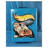 This is a vintage blue Hot Wheels 48 Car Travel Case manufactured by Tara Toys, likely from 2002.