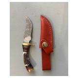Brand New Damascus Knife with Antler Handle 6" Overall Length