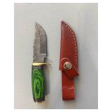 Brand New Damascus Knife with Leather Sheath 6.5" Overall Length