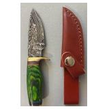 Brand New Damascus Knife with Leather Sheath 6.5" Overall Length