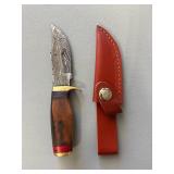 Brand New Damascus Knife with Leather Sheath 6.5" Overall Length