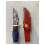 Brand New Damascus Knife with Leather Sheath 6.5" Overall Length