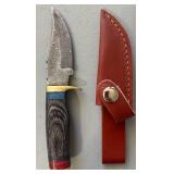 Brand New Damascus Knife with Leather Sheath 6.5" Overall Length