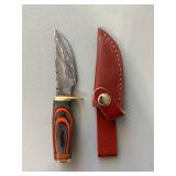 Brand New Damascus Knife with Leather Sheath 6.5" Overall Length