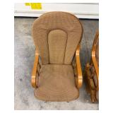 Two VTG Glider Chairs w Fabric Backs & Seats w Wooden Frames