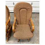 Two VTG Glider Chairs w Fabric Backs & Seats w Wooden Frames