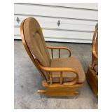 Two VTG Glider Chairs w Fabric Backs & Seats w Wooden Frames