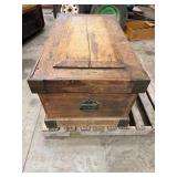 Vintage Wooden Storage Trunk With Interior Compartments
