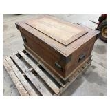 Vintage Wooden Storage Trunk With Interior Compartments