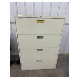 4-Drawer Locking Filing Cabinet With Hanging Files 52 X 36 X 18 in