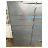Gray and Tan Steel Filing Cabinets (Lot of 3) - contents NOT included & no keys