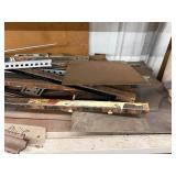 Metal Shelf With Assorted Steel Scrap Mixed Lot - cabinet contents and upper shelf contents NOT included
