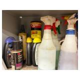 Mixed Lot: Cabinet Assortment of Auto Care, Cleaners & Hardware - qty contents not verified - cabinet not inc