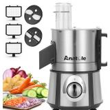 $240 Anatole Electric Vegetable Dicer Slicer Shredder 5 in 1 Commercial Food Processor 16-Cup Stainless Steel Veggie Chopper Heavy Duty with 5 Blades Auto Discharge for Potato Onion Carrot 300W