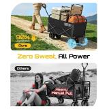 $250 SEESII Electric Wagon Cart Foldable with 2 x 4.0Ah Batteries, Stepless Variable Speed Collapsible Wagon, 150L Large Capacity & 330Lbs Grocery Cart with Multi-Terrain Wheels for Camp, Garden & Spo