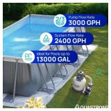 $230 AQUASTRONG 14in Sand Filter Pump for Above Ground Pool with Timer, 2/3 HP Pool Pumps Above Ground 3000 GPH for Pools up to 13000 GAL, Pool Filter with 6-Way Valve, Improved Circulation and Filtra
