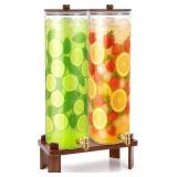 $180 FillTouch 2 Pack 5 Gallon Glass Drink Dispenser with Acacia Wood Stand and Lid, Large Glass Beverage Dispenser with Spigot Perfect for Juice, Tea, Sangria, Lemonade, Weddings, Party, Outdoor Even