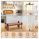 $180 FillTouch 2 Pack 5 Gallon Glass Drink Dispenser with Acacia Wood Stand and Lid, Large Glass Beverage Dispenser with Spigot Perfect for Juice, Tea, Sangria, Lemonade, Weddings, Party, Outdoor Even