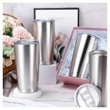 $173 Sieral 36 Pack Stainless Steel Tumblers Bulk with Lids Double Wall Vacuum Insulated Coffee Cups Blank leakproof Powder Coated Tumblers for Engraving Wedding Graduation Party Favors(20 oz,Silver)