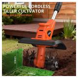 OGORI Cordless Electric Garden Tiller, Mini Cultivator with 2 x 4.0Ah Batteries, 9" x 6.3" Tilling Area Portable Power Rototiller for Garden, Soil Cultivation and Weed Removal