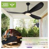 $207 Haipeel 52 Inch Black Outdoor Ceiling Fans with Lights, Wood 3 Blades Outdoor Fan with Light and Remote Control Modern Propeller Ceiling Fans for Patios Porch Garage, ETL Listed DC Motor, Matte B