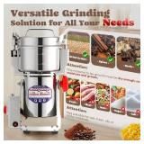 $135 Moongiantgo 700g Grain Mill Grinder Commercial Spice Grinder 2500W Stainless Steel Electric Pulverizer Dry Grinding Machine for Wheat Corn Rice Pepper Herbs Coffee Beans (700g Swing, 110V)