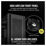 $234 CORSAIR 7000D Airflow Full-Tower ATX PC Case   High-Airflow Front Panel   Spacious Interior   Easy Cable Management   3X 140mm AirGuide Fans with PWM Repeater Included   Black