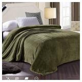3 Pack!! Exclusivo Mezcla Fleece Bed Blanket King Size, Super Soft and Warm Blankets for Bed, Couch and Sofa Waffle Textured, Cozy, Fuzzy and Lightweight (Olive Green, 90x104 Inches)
