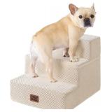 EHEYCIGA Dog Stairs for Small Dogs 13.5" H, 3-Step Dog Steps for Couch Sofa and Chair, Pet Steps for Medium Cats, Non-Slip Balanced Pet Ramp Indoor, Beige