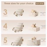 EHEYCIGA Dog Stairs for Small Dogs 13.5" H, 3-Step Dog Steps for Couch Sofa and Chair, Pet Steps for Medium Cats, Non-Slip Balanced Pet Ramp Indoor, Beige