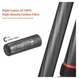 GEEKOTO Carbon Fiber Camera Tripod Lightweight Detachable Monopod with 360  Ball Head 1/4" Quick Release Plate   Support 26.5 LB for DSLR Mirrorless Camera Video vlog