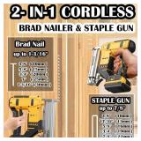 Electric Nail Gun for Dewalt 20V Battery, 18 Gauge 2 in 1 Brad Nailer Cordless Brushles Staple Gun with 1000pcs Nails and 1000pcs Staples Included for Home Improvement, DIY (No Battery)