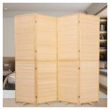 Bamboo Room Divider Folding Privacy Screens, Wall Divider for Room Separation, Portable Room Partitions and Dividers, 5.6FT Bamboo Room Divider Panel (Beige, 4 Panel-67")