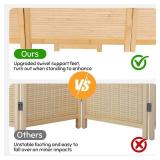 Bamboo Room Divider Folding Privacy Screens, Wall Divider for Room Separation, Portable Room Partitions and Dividers, 5.6FT Bamboo Room Divider Panel (Beige, 4 Panel-67")