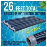 U.S. Pool Supply Professional 8 Piece Swimming Pool Vacuum Cleaner Hose Set, Blue & Gray - 40" Flexible Spiral Wound Connector Sections with 1.5" Male & Female Cuffs, Fits Most Automatic Pool Cleaners