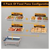 $128 Amhier Chafing Dishes for Buffet, 4 Pack 9QT Chafing Dishes with 7 Multi-Size Food Pans, Stainless Steel Chafers and Buffet Warmers Sets for Partires and Weddings, Silver