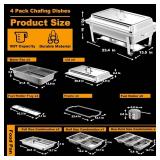$128 Amhier Chafing Dishes for Buffet, 4 Pack 9QT Chafing Dishes with 7 Multi-Size Food Pans, Stainless Steel Chafers and Buffet Warmers Sets for Partires and Weddings, Silver