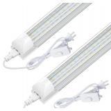 CNSUNWAY Led Shop Lights 4FT, D Shape LED Light 50W 7500LM 6500K Daylight White, Garage Light, Linkable Clear Cover T8 Integrated for Garage Workshop Workbench, ETL Listed(2-Pack)